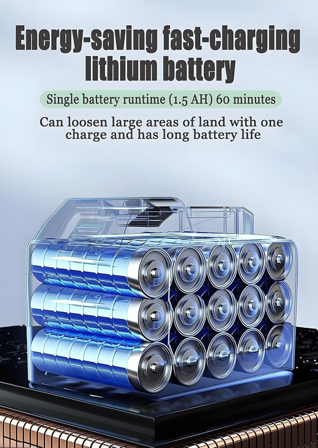 Mini azada eléctrica y desbrozadora inalámbrica con Mango telescópico para desherbar, aflojar la Tierra y Realizar tareas de jardinería en césped e Invernadero. (1 Battery)