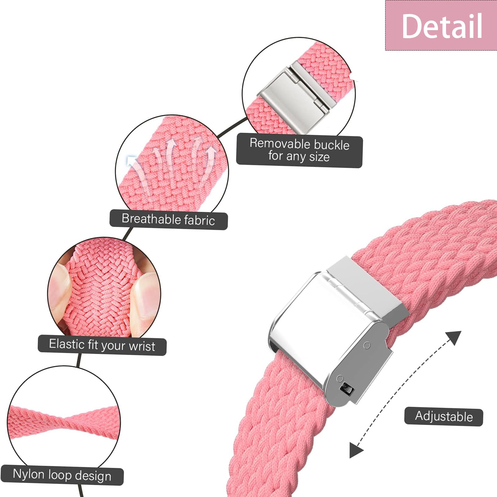 Harikiri Braided Straps Compatible with Xiaomi Mi Band, Sport Elastic Nylon Replacement Soft Strap for Women and Men - Image 3