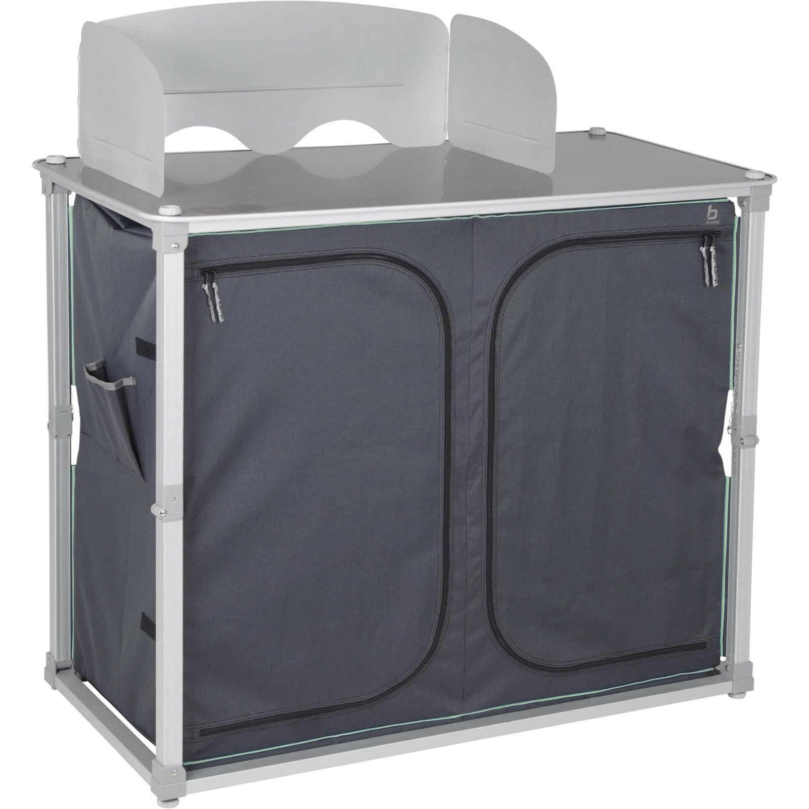 Bo-Camp Quick Up Solid – Kã ¼ chenschrank Pieghevole 4 Fã ¤ ergonomico con ripiano + Top + Protezione Antivento
