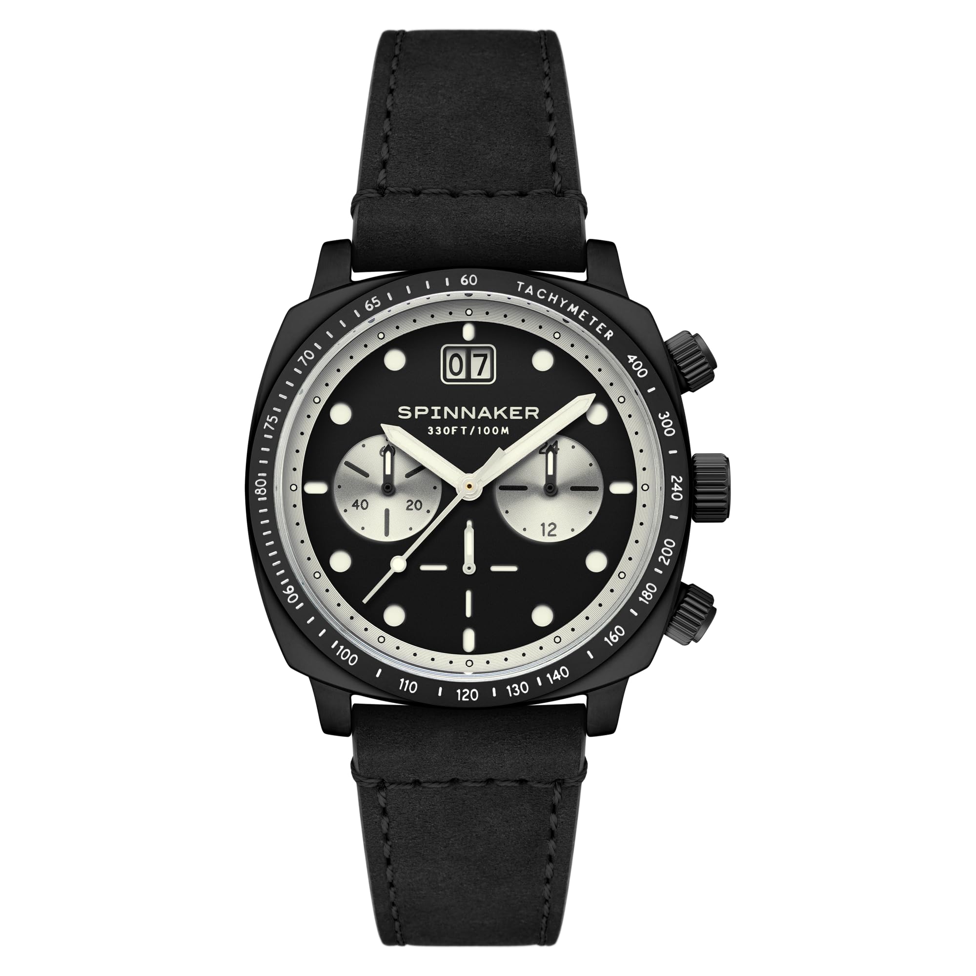 SpinnakerMen's 42mm Hull Chronograph Watch with Leather Strap SP-5068