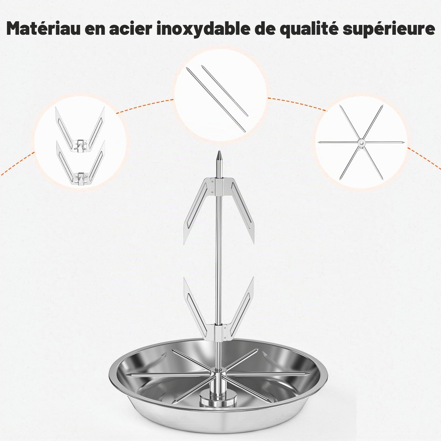Onlyfire Kit de Brochettes Verticales en Acier Inoxydable, Support Multifonction pour Kebab, Poulet Rôti, Saucisses, Shawarma et Churrasco, Accessoire pour Barbecue ou Four