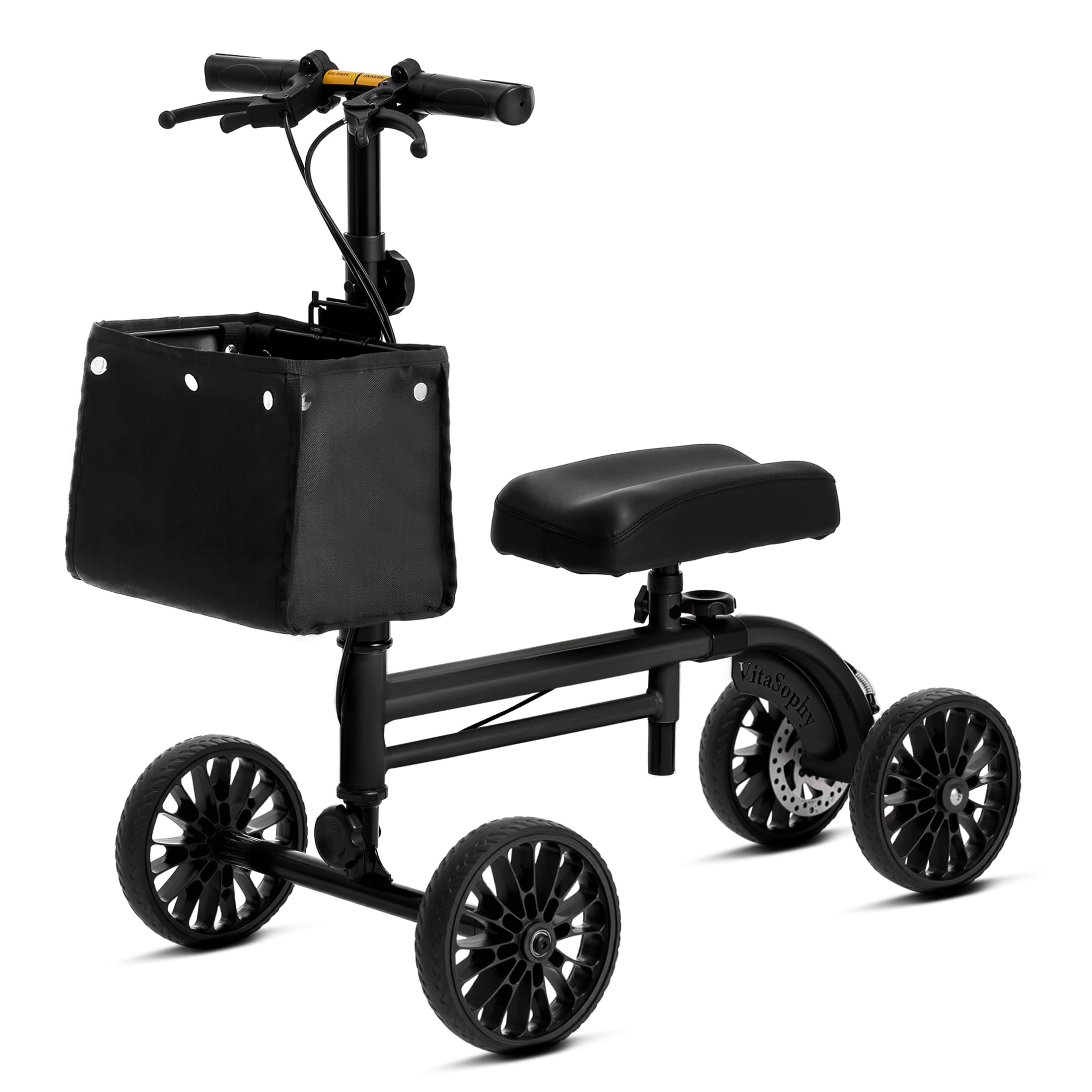 Photo 1 of VitaSophy Knee Scooter with Disc Brake, Steerable Knee Walker for Adults,Foldable Rover Scooter forBroken Foot Injured Leg Crutch,Black