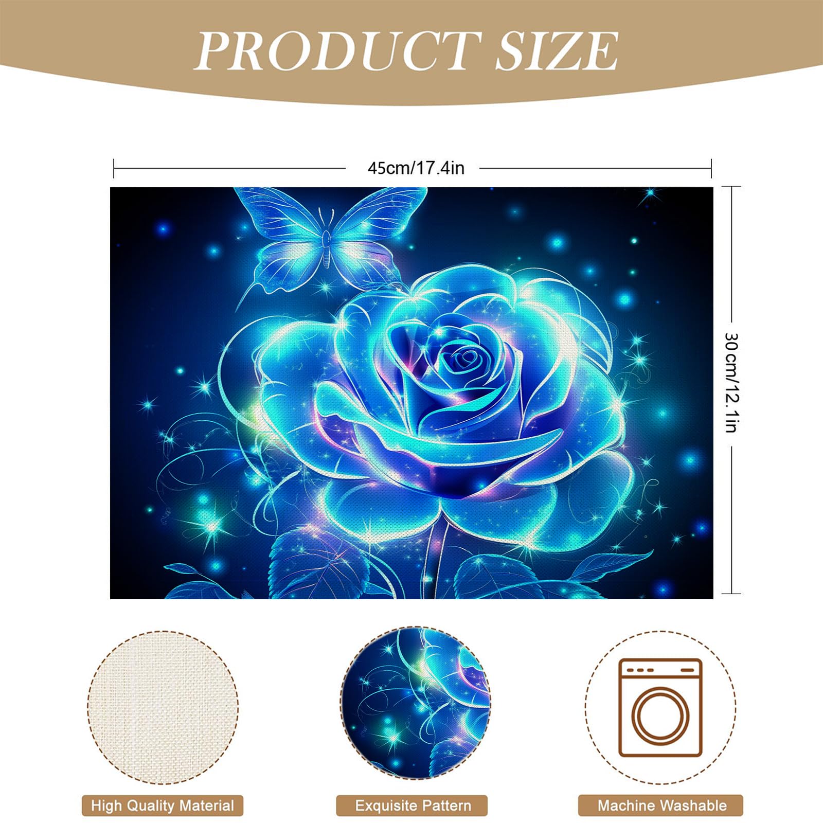 8 Pezzi Tovagliette Americana Sogno - Tovaglietta Americane in Cotone e Lino Farfalla rosa blu Lavabili Sottopiatto per Sala da Pranzo Tavolo da Cucina 45 ×30 cm