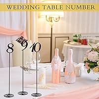 Vista 3 de Therwen 20 piezas Números de mesa de metal 1-20 Números de mesa para recepción de boda Figura de escritorio de acero inoxidable de 30 cm con base