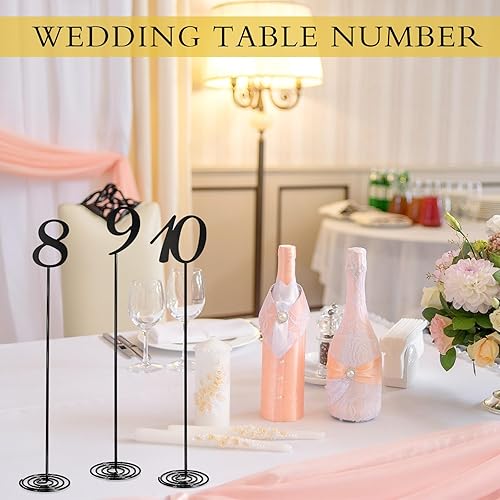 Miniatura 8 de Therwen 20 números de mesa de metal del 1 al 20 números de mesa para recepción de boda, figura de escritorio de acero inoxidable de 12 pulgadas