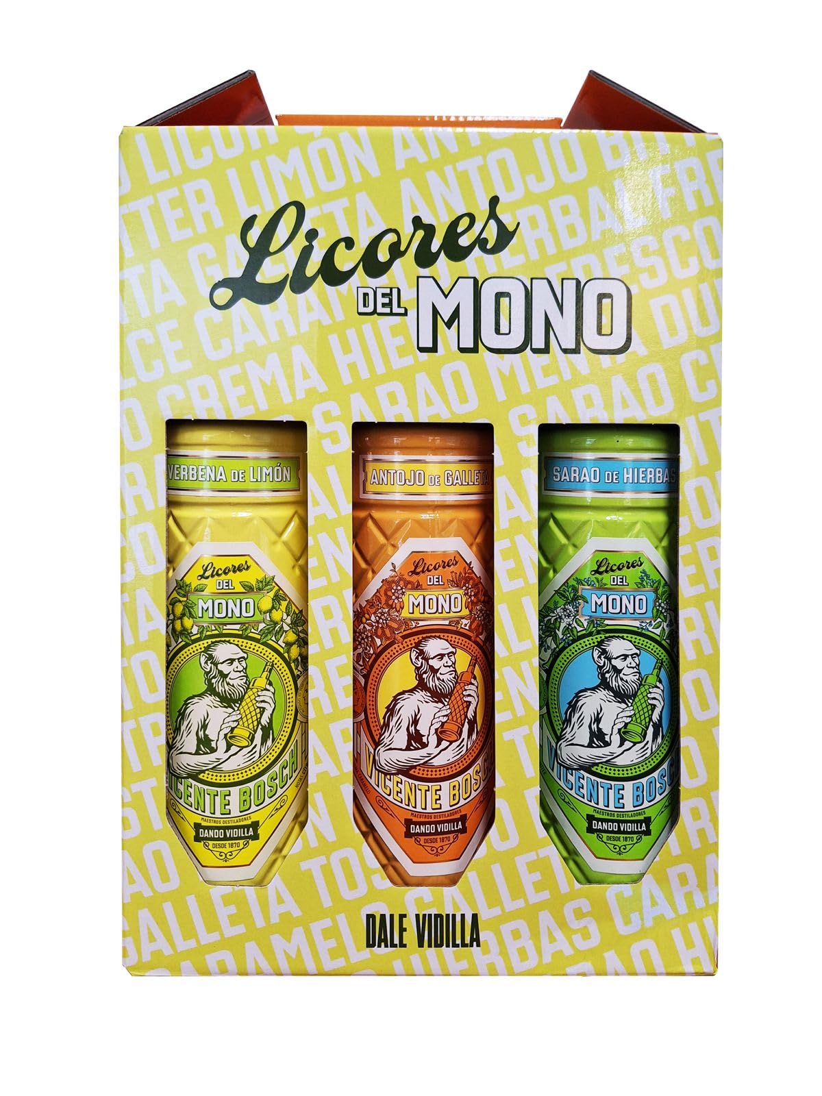 Licores del Mono Pack de 3 Sabores - Botellas de Galleta, Hierbas y Limón
