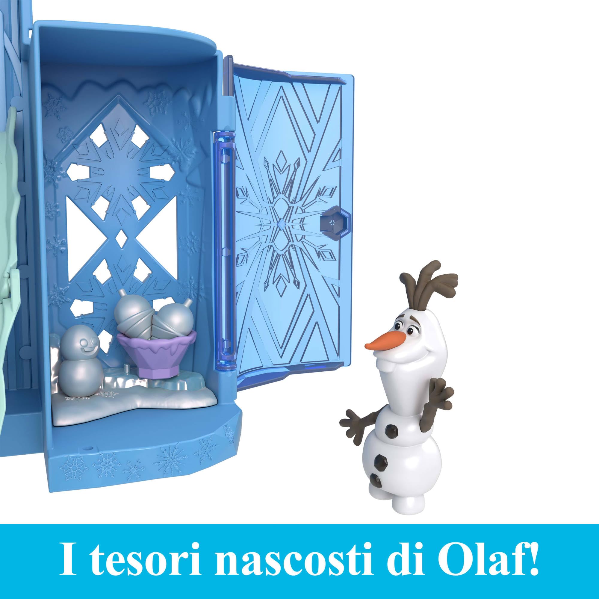 Mattel Disney Frozen - Il Palazzo di Ghiaccio di Elsa, set castello componibile ispirato al film con mini bambola e 8 accessori inclusi, giocattolo per bambini, 3+ anni, JDP63