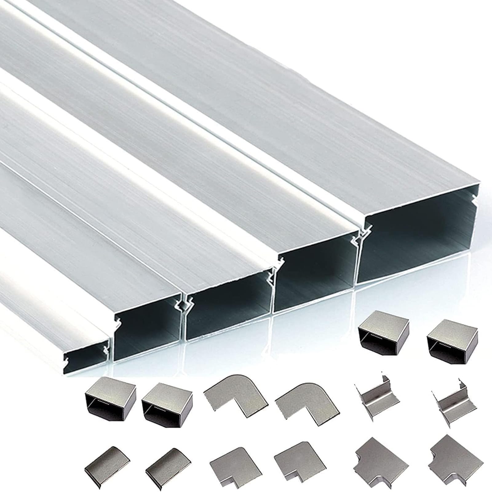 Generico Canalina Passacavi 5M in Lega di Alluminio – Copricavi per Interni Ed Esterni, Ideale per Cavi TV, Alimentazione E Computer(Size:100x50mm(3.94"x1.97"))