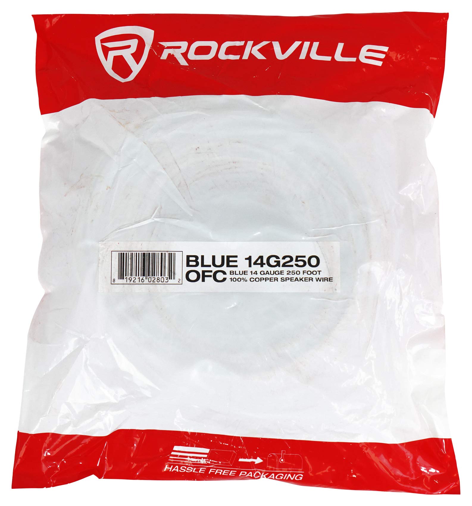 Rockville BLUE 14G250 OFC 14 Gauge 250ft 100% Copper Speaker Wire, Marine-Grade, Corrosion-Resistant, Flexible Design, for Car and Marine Audio