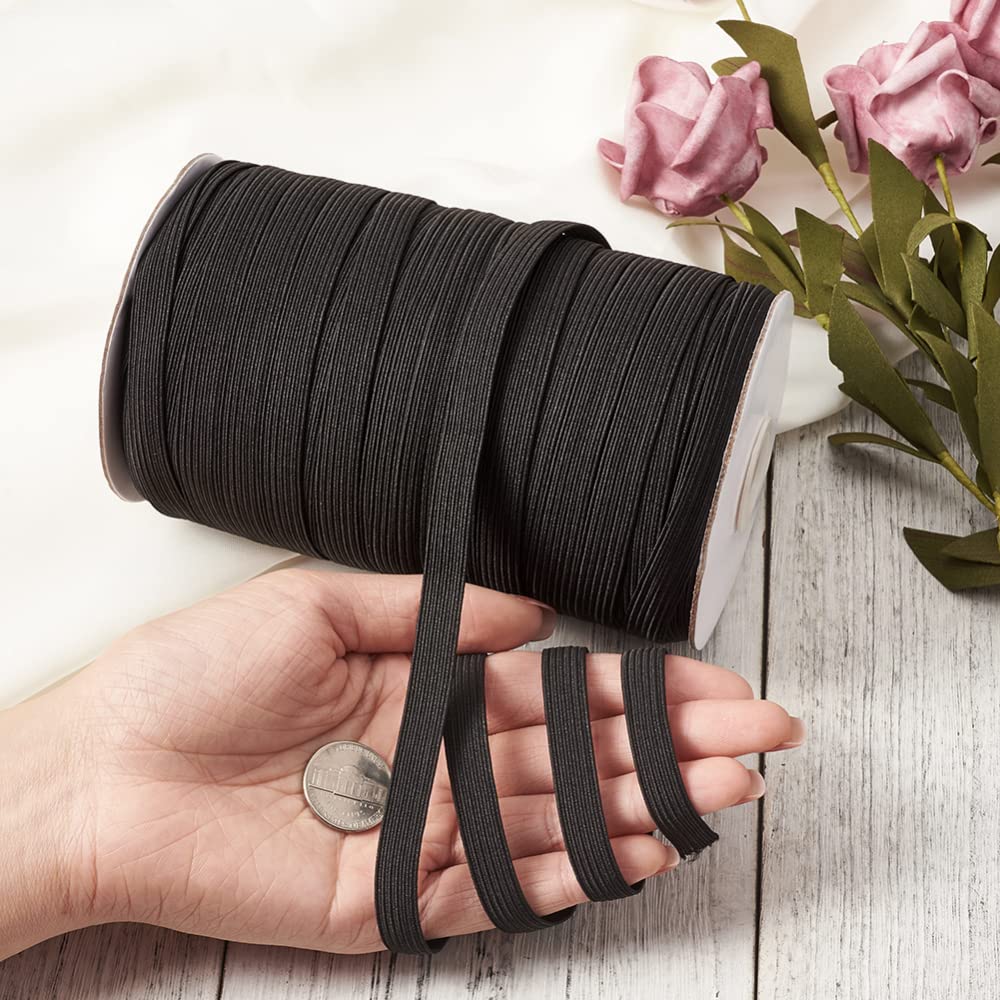 Cordino elastico nero da 10 mm in vita piatta per cucire elastici con bobina per fasce per capelli abbigliamento cucito artigianato