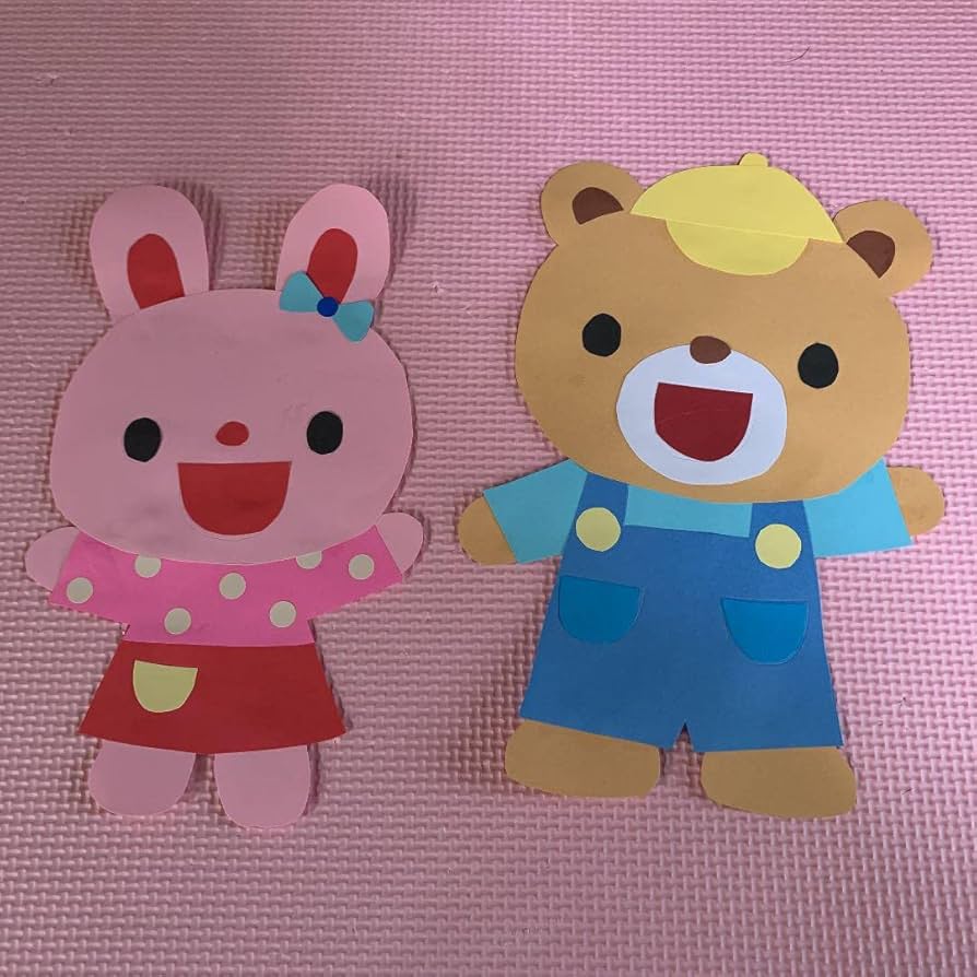 くま うさぎ スモック 壁面飾り オーダー 壁面飾り♪ オールシーズン 動物たち くまさん＆うさぎさん