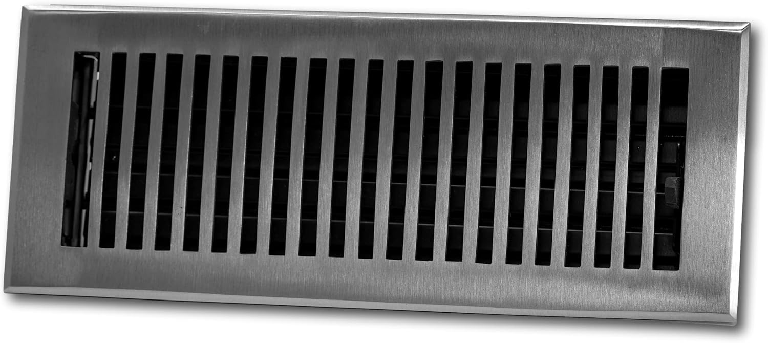6 x 12 Cast Brass Contemporary Vent Cover Brushed Nickel (Overall 7.