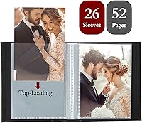 Vista 30 de Álbum de fotos de 8x10 pulgadas con bolsillos transparentes, cubierta de piel, álbum de fotos deslizable para 100 fotos verticales de 8x10, libro