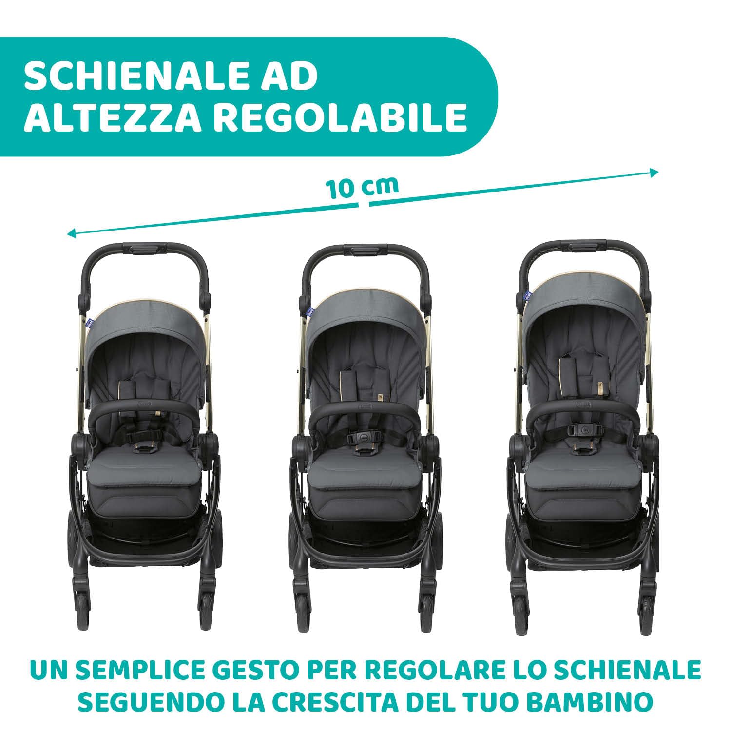 Chicco One4Ever Passeggino Leggero e Compatto, 0 Mesi a 4 Anni, Portata Max 22 kg, Pieghevole, Schienale Reclinable, Chiusura Automatica in 1 Gesto, Capotte Parasole e Parapioggia, Verde