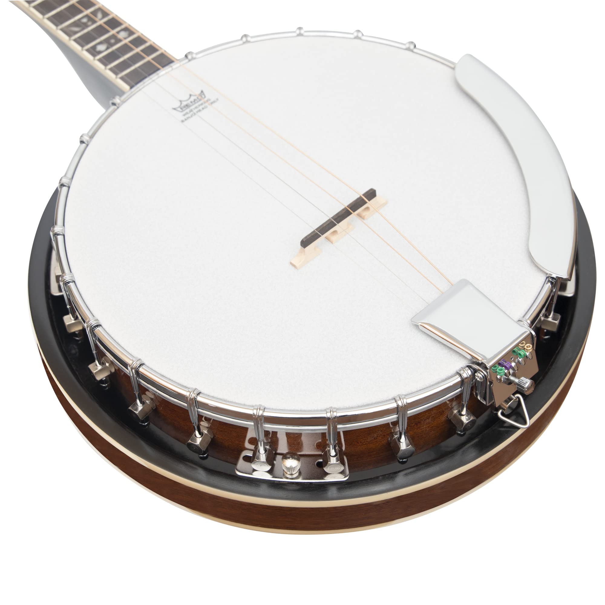 Heartland Banjo ténor irlandais à 4 cordes 19 frettes pour gaucher avec dos massif fermé Finition Sunburst
