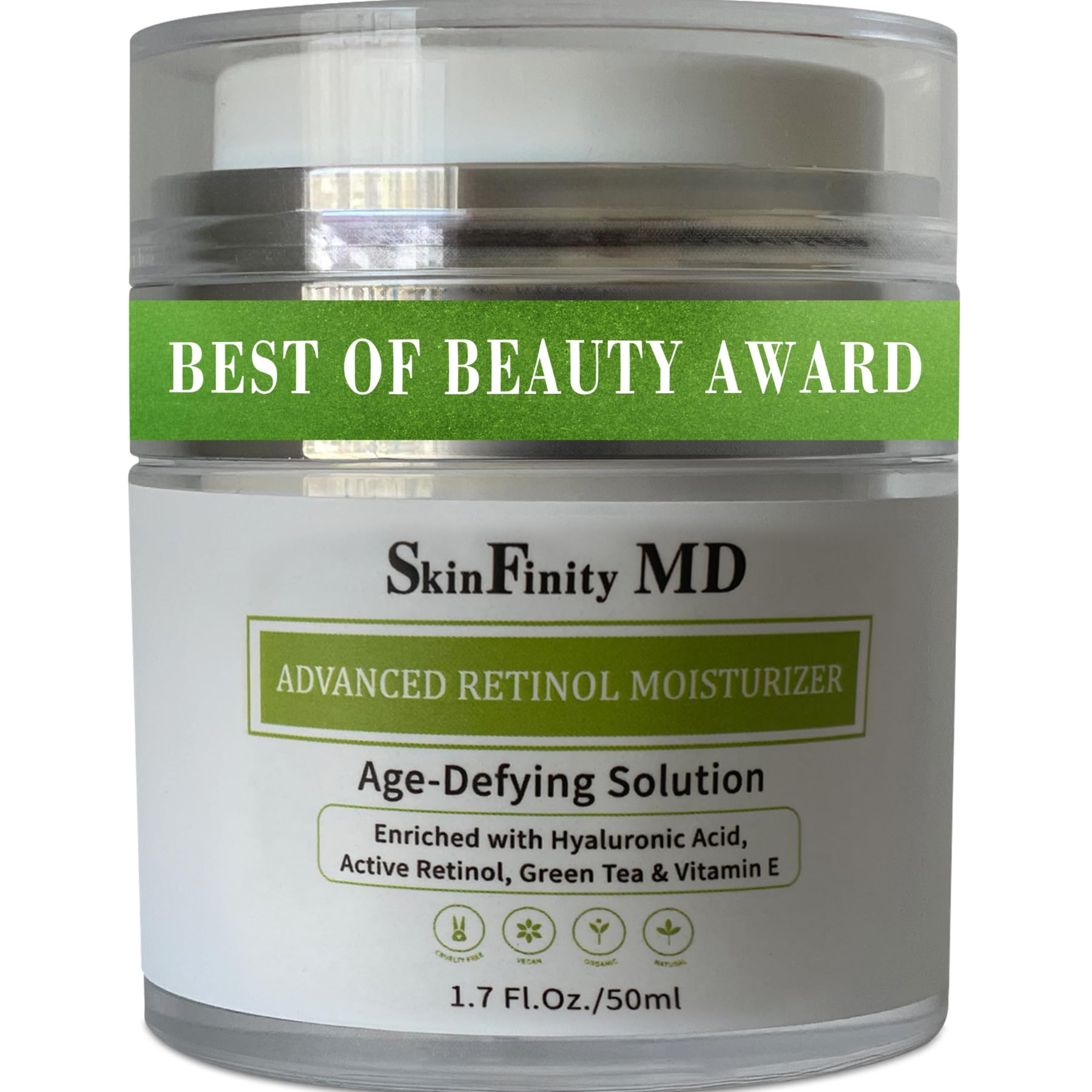 Advanced Retinol Moisturizer Anti Aging with Green Tea, Vitamin E, Hyaluronic Acid Reduce Wrinkles & Fine Lines