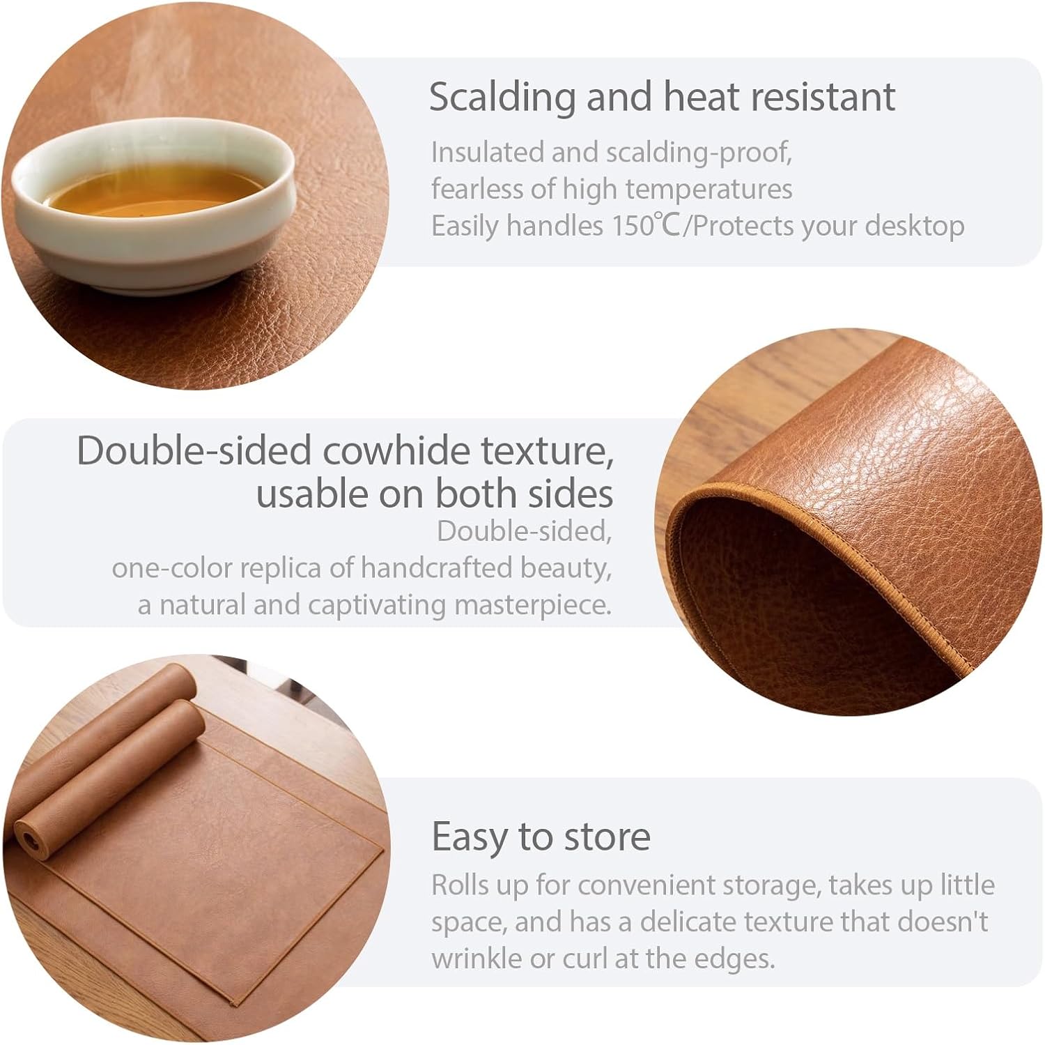 Table Runners,Holiday Table Runners,Thickened Design, Smooth Surface, Non-Porous, Easy to Store, Double-Sided,Easy to Clean,for Dresser, Dining, Holiday.(Brown,17.7*55.1in)