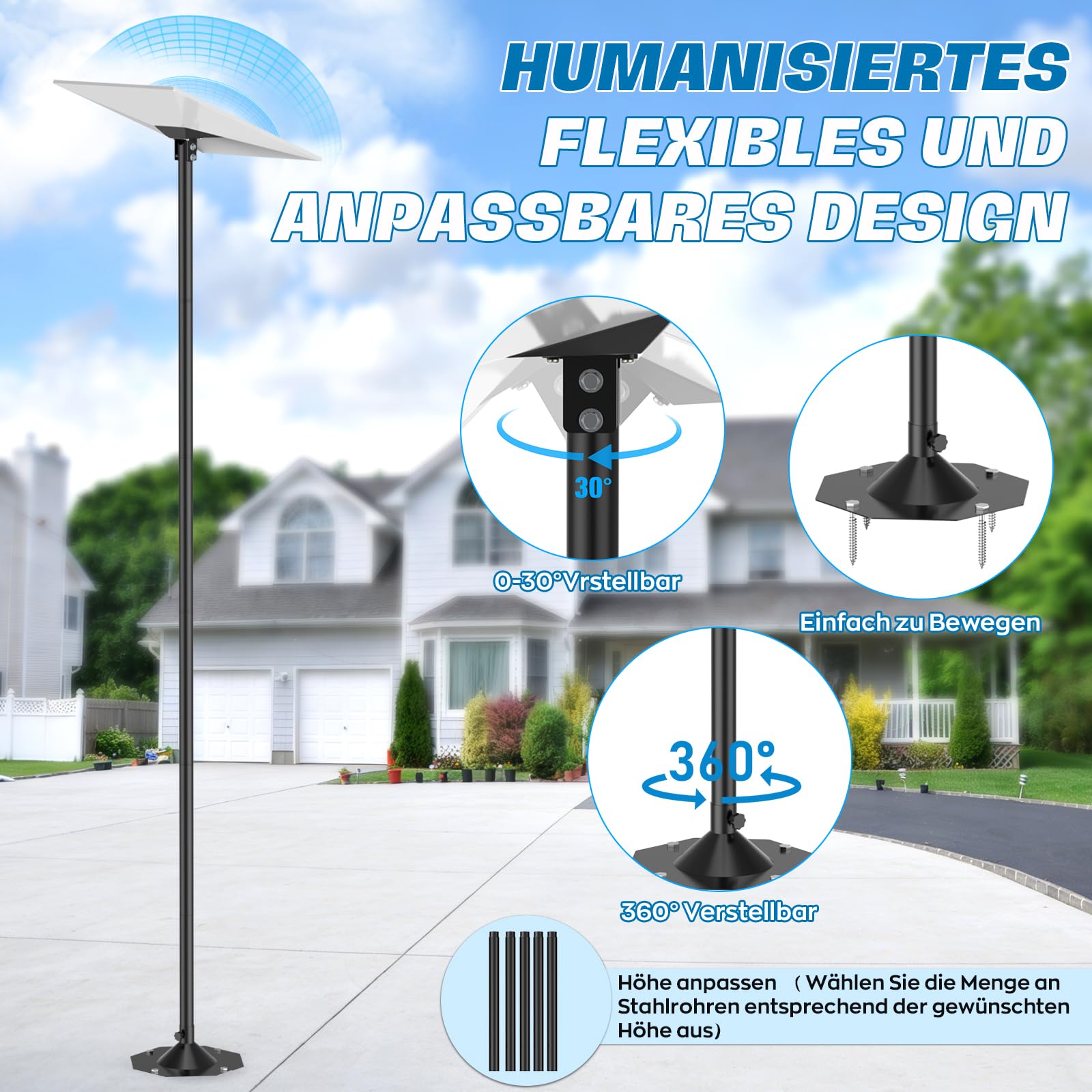 IMAYCC Kit de Support Starlink Gen 3 Longue, 7.9FT Réglable Starlink Ground Pole Mount Gen 3 avec Adaptateur de Tube StarlinkGen 3 Internet Standard pour Cour Jardin Extérieur