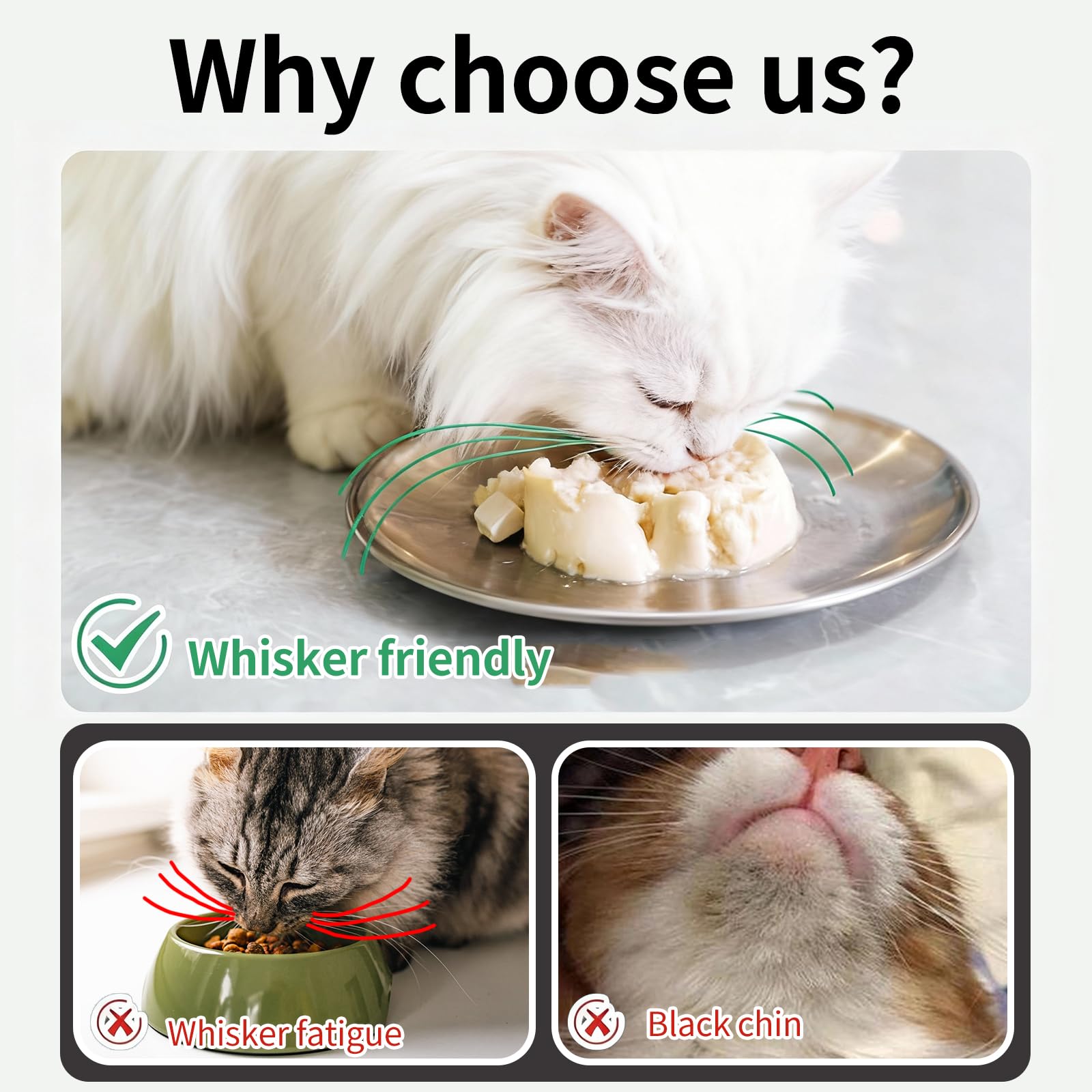 3 Stck Futternapf Katze Flach  Schnurrhaarschonende Katzennpfe Edelstahl  Mit Rutschfestem Silikonboden