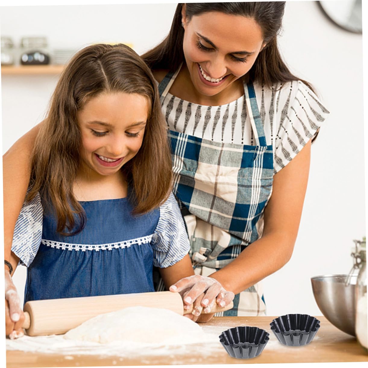 15 piezas Molde para Tartaletas de Huevo de Acero al Carbono de Antiadherente Resistente Gran Conductividad Térmica Accesorio de Repostería Multifunción para Cupcakes y Tartas