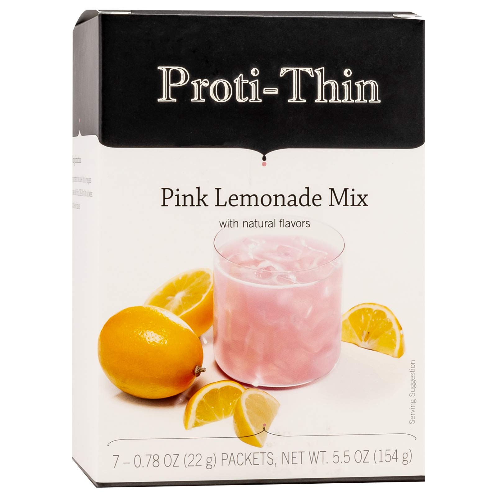 Proti-ThinHigh Protein Pink Lemonade Instant Drink Mix, 15g Protein, Low Calorie, Low Carb, Fat Free, Sugar Free, KETO Diet Friendly, Ideal Protein Compatible, 7 Servings/Box