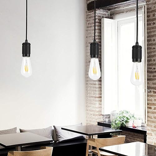 Miniatura 8 de Lámpara de araña industrial vintage, lámpara colgante ajustable de alambre negro para sala de estar, cocina y comedor