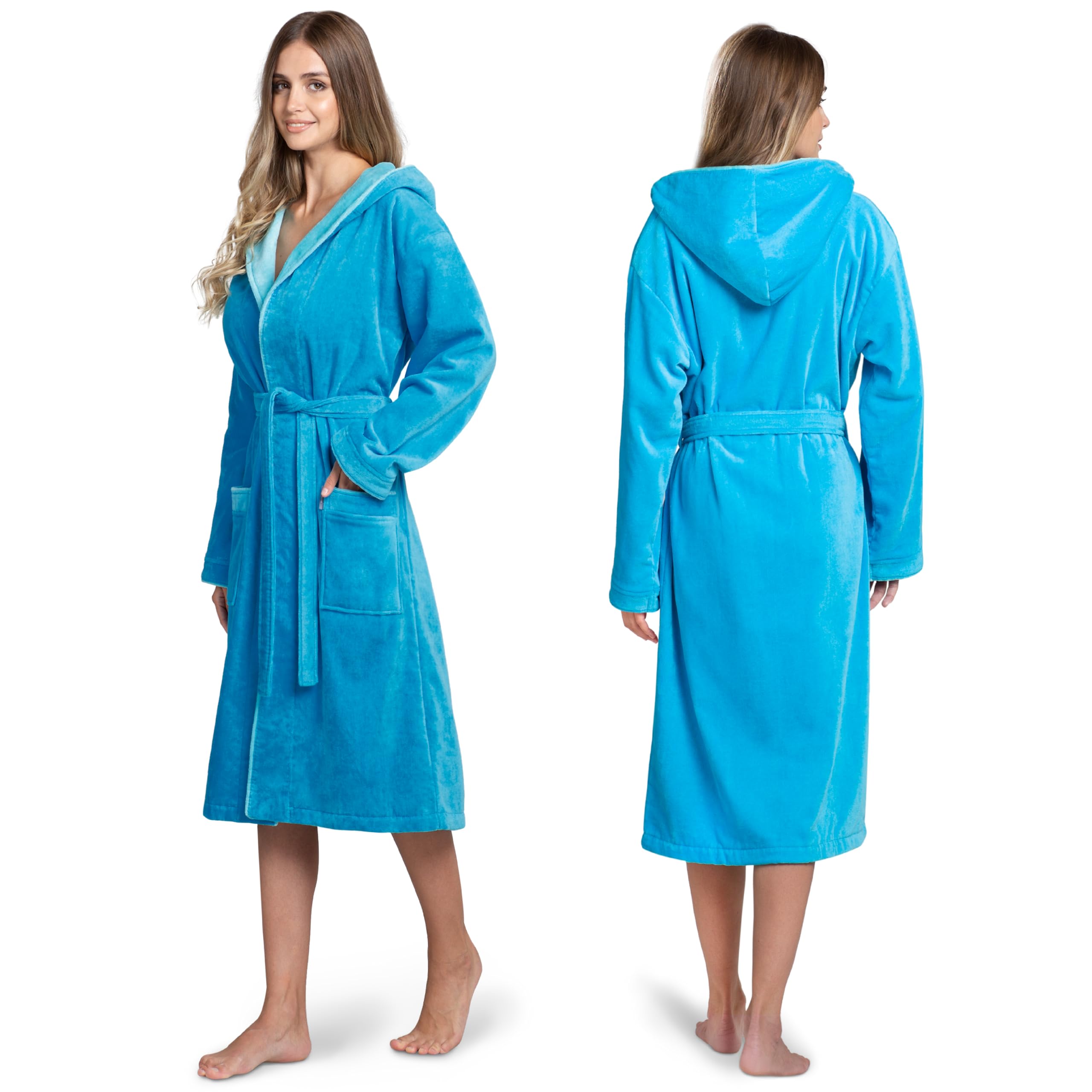 Twinzen Accappatoio Donna Cotone - Cotone Velour - Accappatoio da Donna Velour Accappatoio Donna OekoTex Ultra Morbido