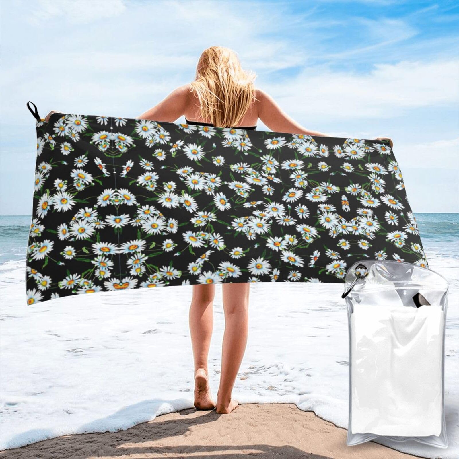 WYCZHY Beauty Daisy Print Beach Towel Soft Quick Dry For Spa Pool Gym Vacation Travelers Women Men Adults Sauna Gift