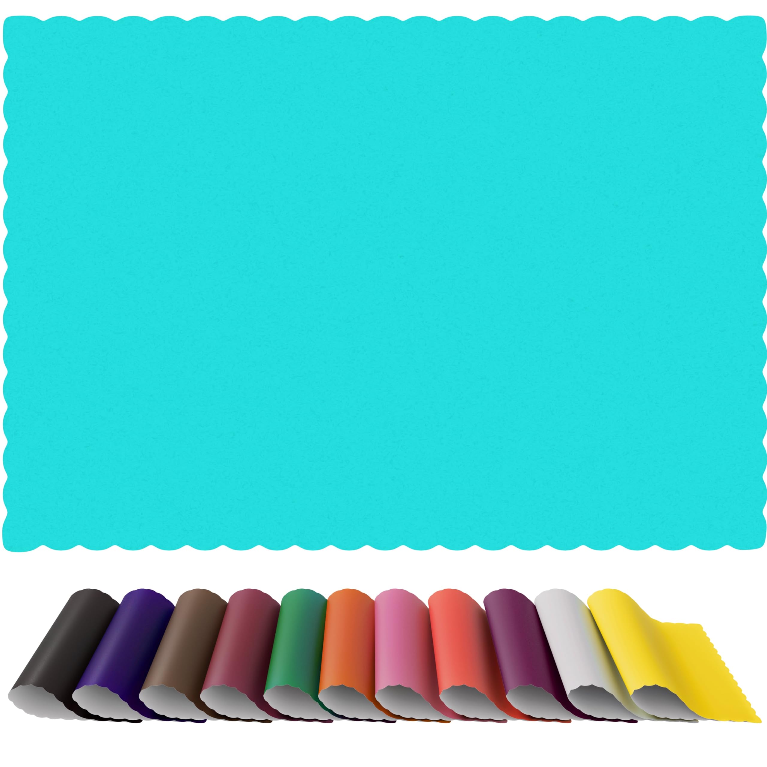 Rupert and Jeoffrey's Trading Co. Paper Placemats - Disposable - Scalloped Edge (Teal, 50)