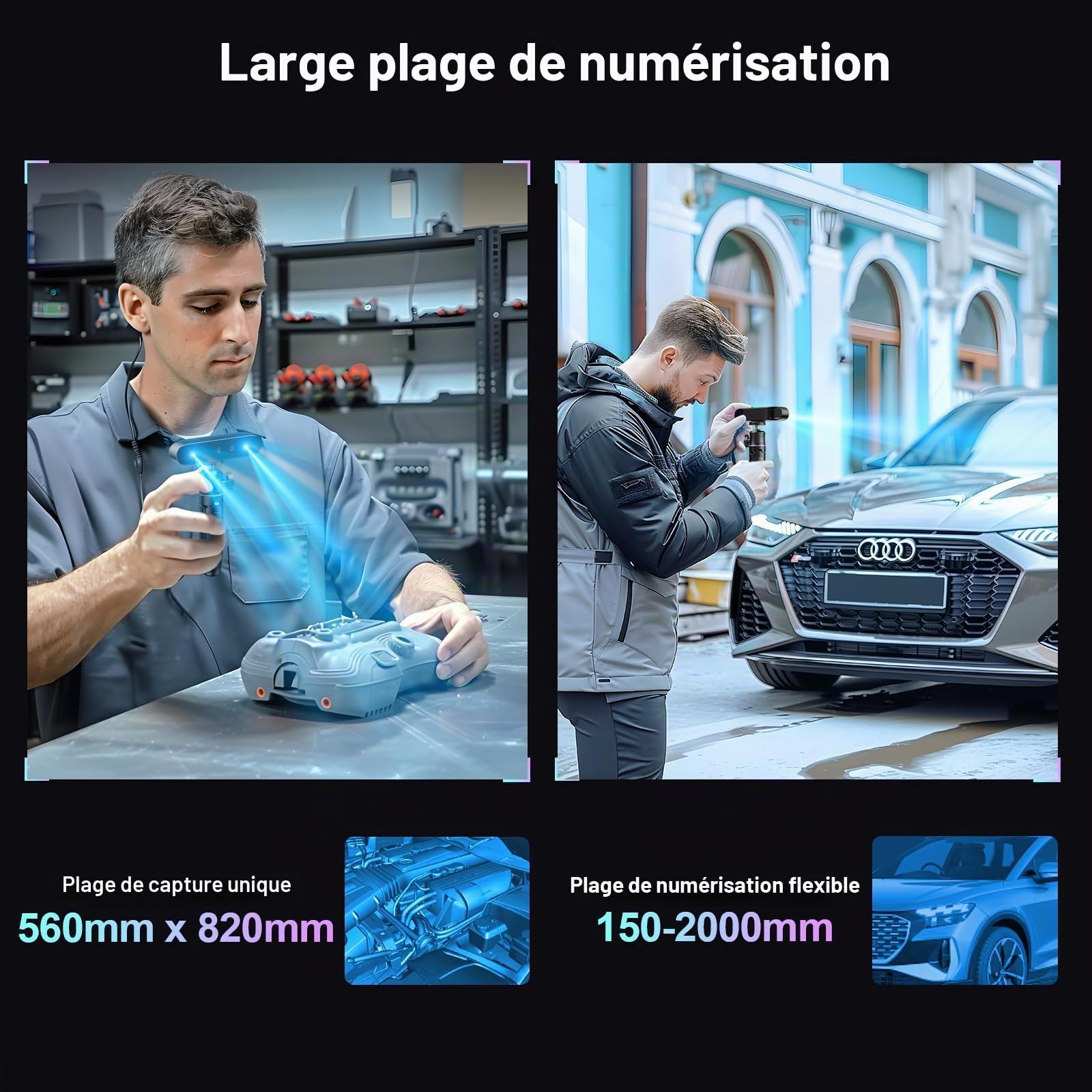 Creality CR-Ferret SE Scanner 3D pour impression 3D, anti-tremblement, précision de 0,1 mm, vitesse de numérisation de 30 fps en couleur, scanner 3D de bureau amélioré pour poils de corps, objets non