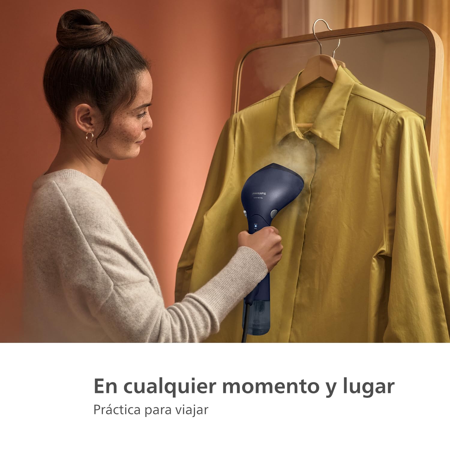 Philips Serie 7000 Vaporizador de Mano - 1500 W, 28 g/min de Vapor Continuo. Optimal Temp. Suela de Metal, Depósito Extraíble 100 ml. Funda de Viaje Incluida, Deep Azur (STH7020/20)