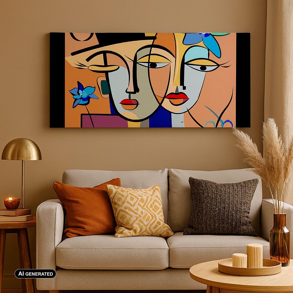 Cuadro Decorativo 100x40cm Moderno Panorámico Abstracto Personas - 5764