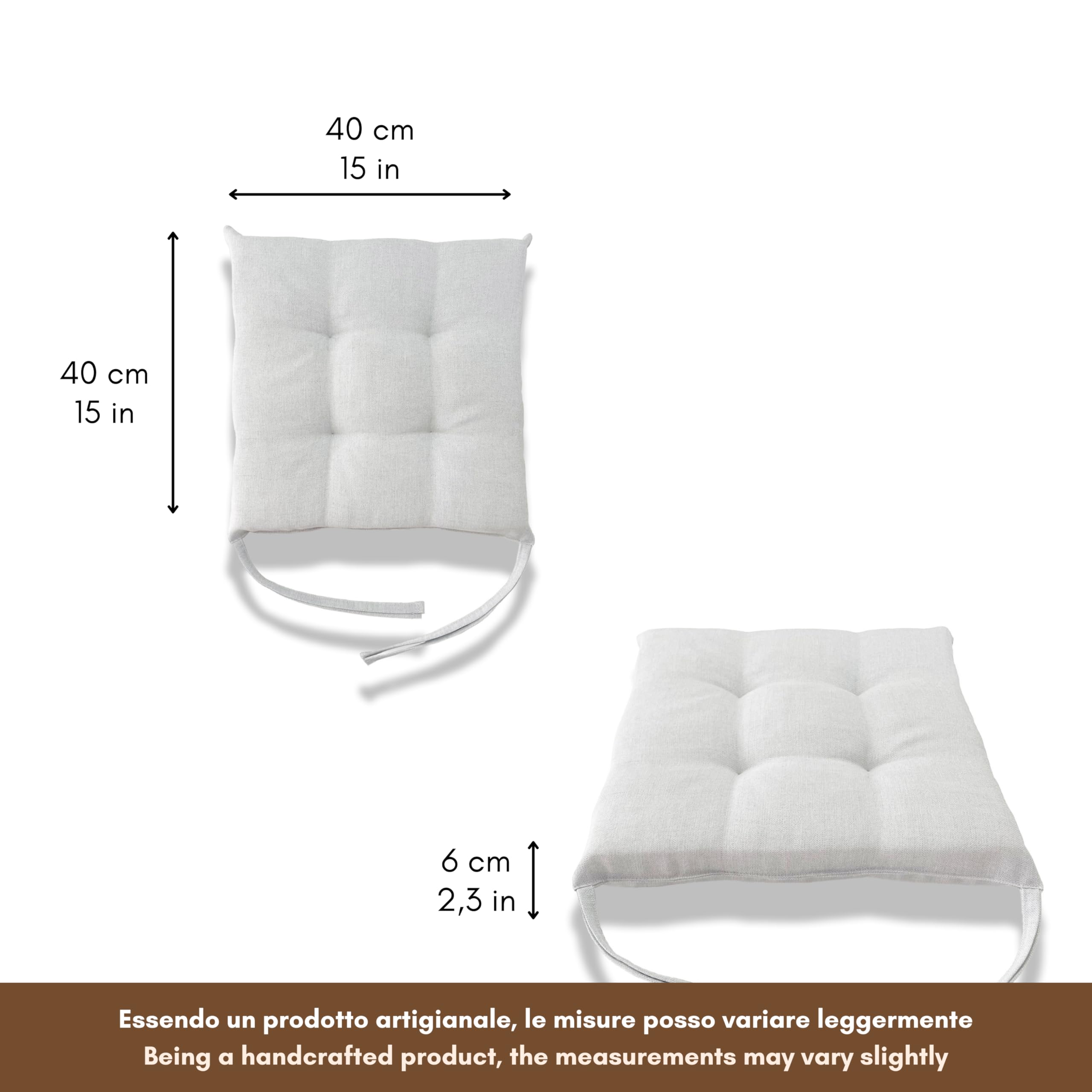 Il Tuo Artigiano Design Set 6 Poduszek do Krzeseł Kuchennych 40x40 cm Spessore 6 cm Imbottiture Spugna Acrilico Naturale