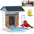 Smart Bird Feeder Camera, Free AI Forever, 32G TF Card & 1080P HD Camera Auto Capture Bird Videos & Solar Panel, App Notify When Birds Detected, Bird House with Built-in Two-Way Microphone
