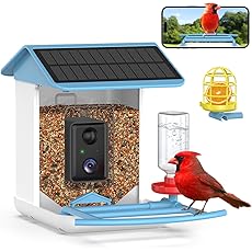 Smart Bird Feeder Camera, Free AI Forever, 32G TF Card & 1080P HD Camera Auto Capture Bird Videos & Solar Panel, App Notify When Birds Detected, Bird House with Built-in Two-Way Microphone