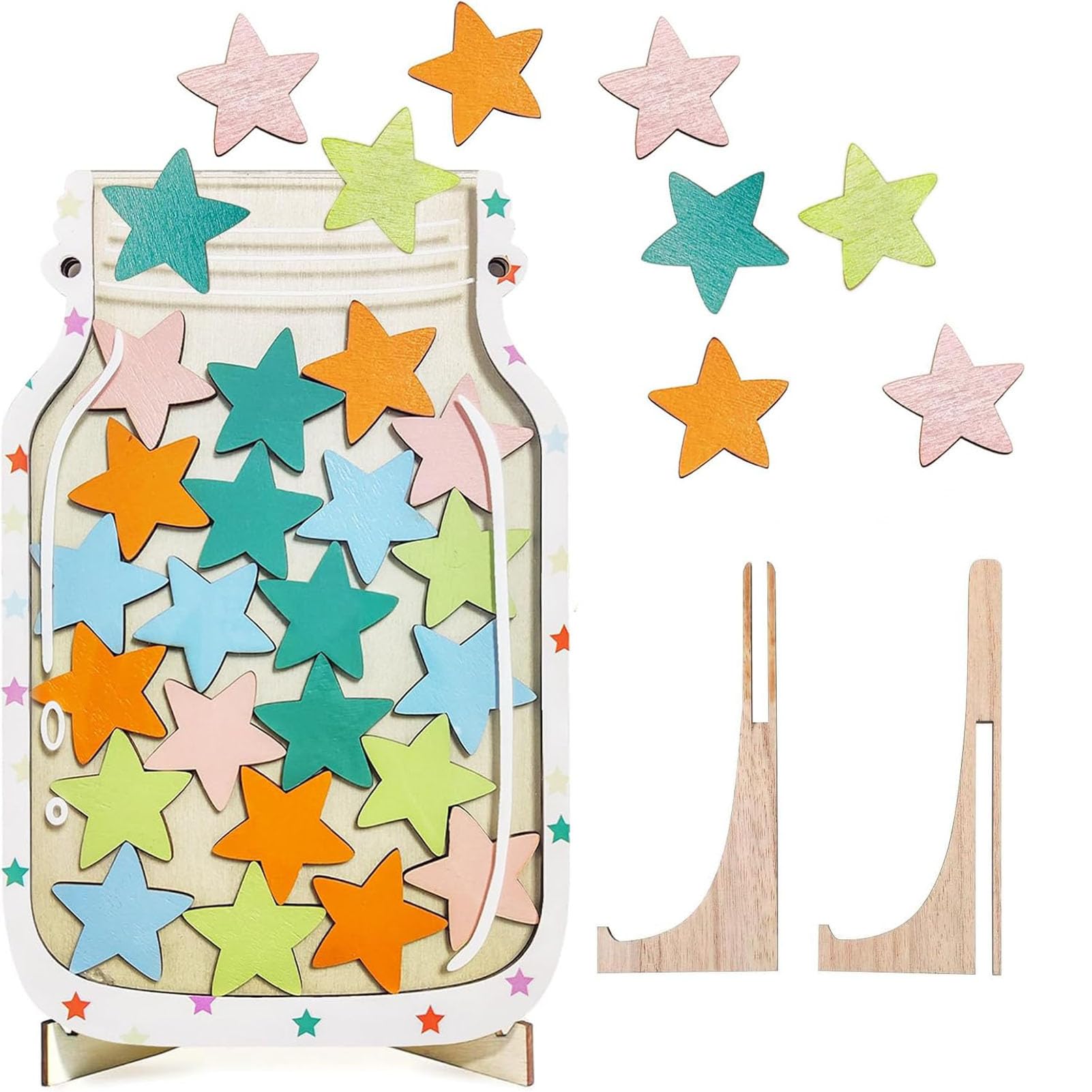 Star Reward Jar for Kids - Magnetic Star Reward Jar for Classroom Reward System, Home Chore and Responsibility Chart, Mason Jar with Stars, Kids Motivational Tool Classroom Must Haves