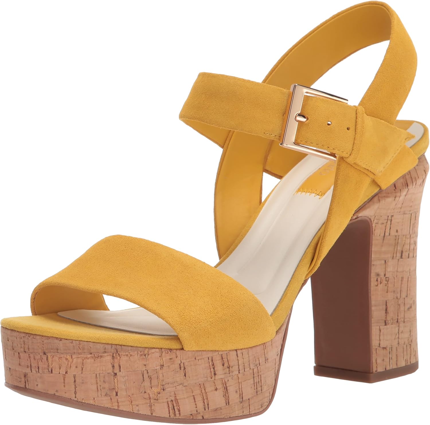 Franco Sarto Womens Scarlett Platform Sandal Sunset Yellow Suede 10 M