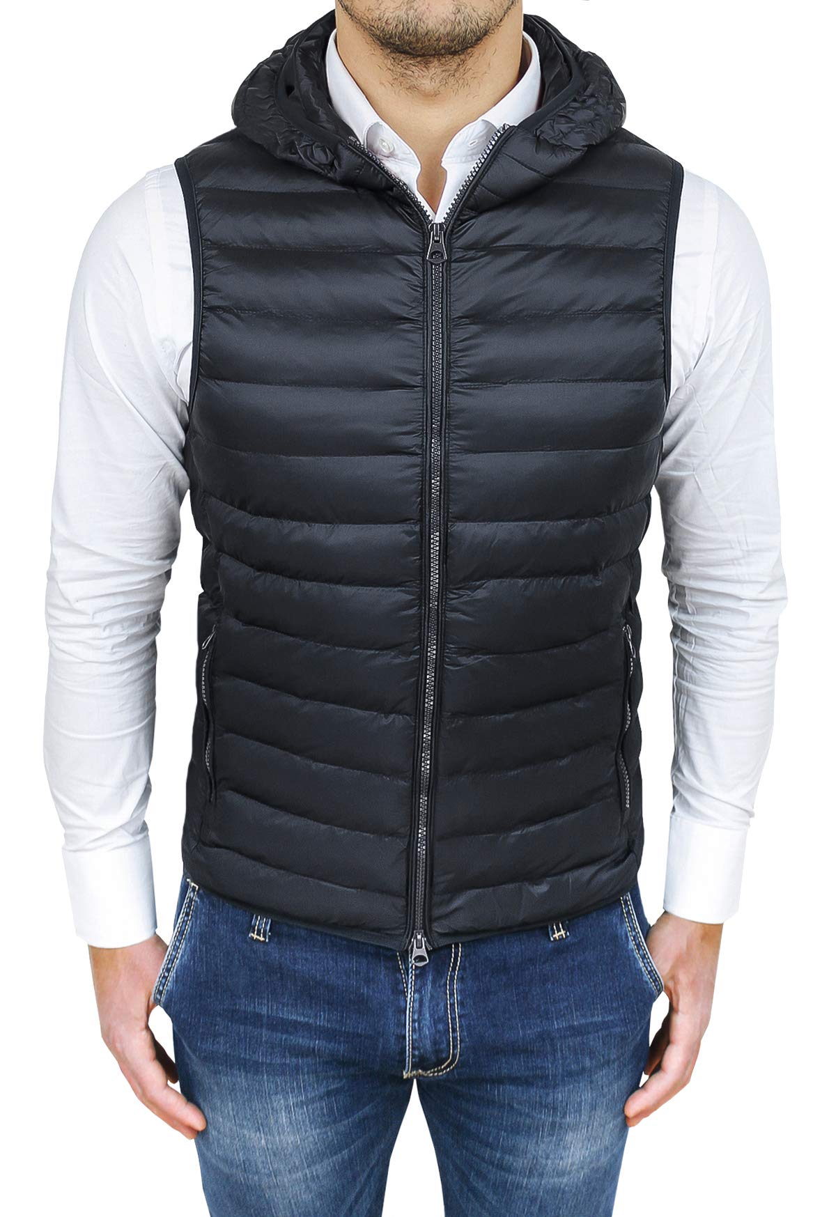 Evoga Men's Slim Fit Down Vest Vest with Hood