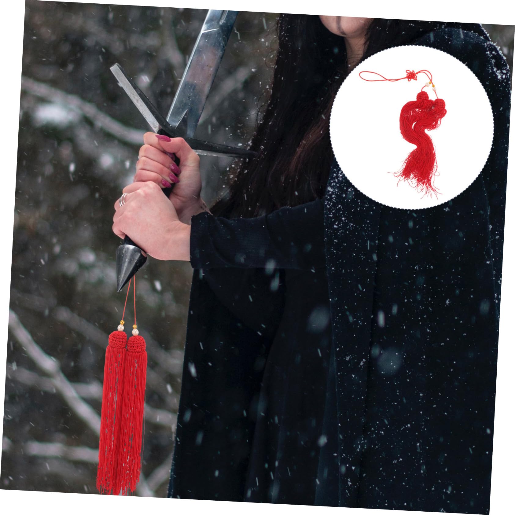 Cabilock Borla Roja de Tela para Adorno de Sable de Tai Chi, Material Seguro y Uso Versátil para Equipamiento de Práctica Marcial