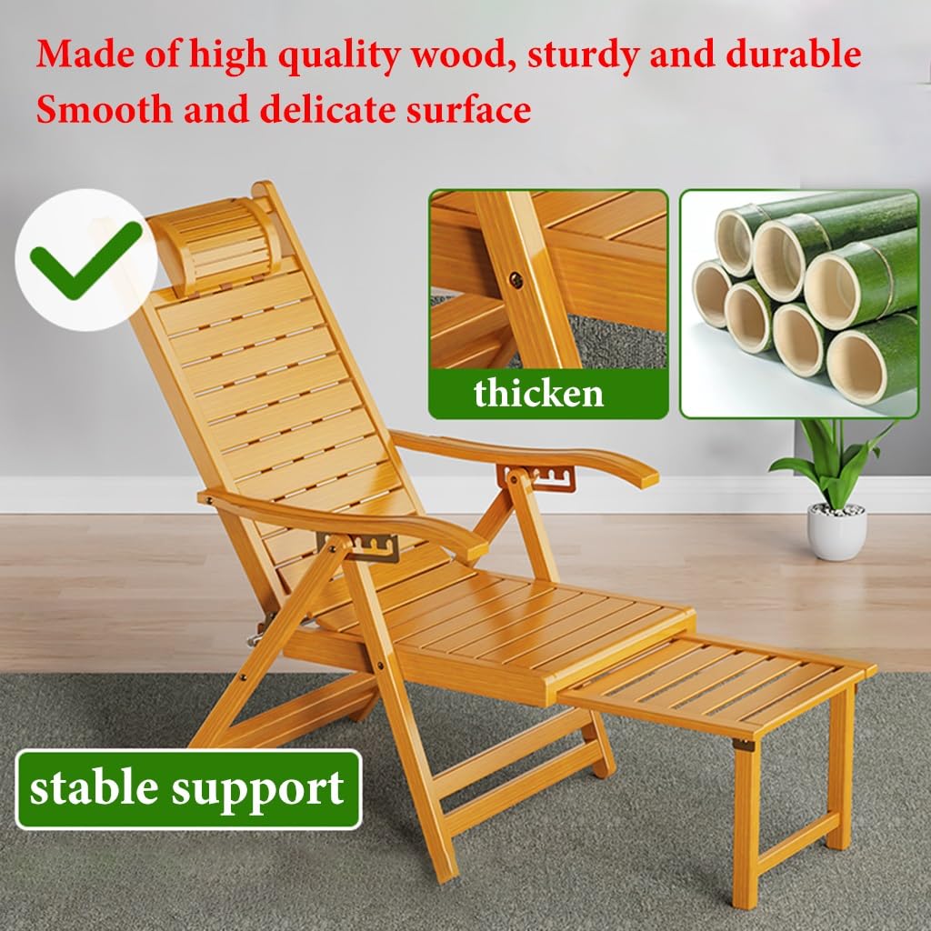 Krzesło Patio Składany Składany Drewniany Podnóżek Chowany Podnóżek Zero Gravity Ergonomiczna Oszczędność Miejsca Ogród, Basen i Patio (Color : Brown)