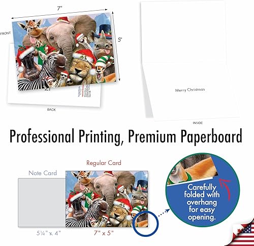 Miniatura 3 de NobleWorks Juego de 36 tarjetas de felicitación de Navidad a granel con sobres de 5 x 7 pulgadas (1 diseño, 36 cada uno) Merry Christmas to Zoo -