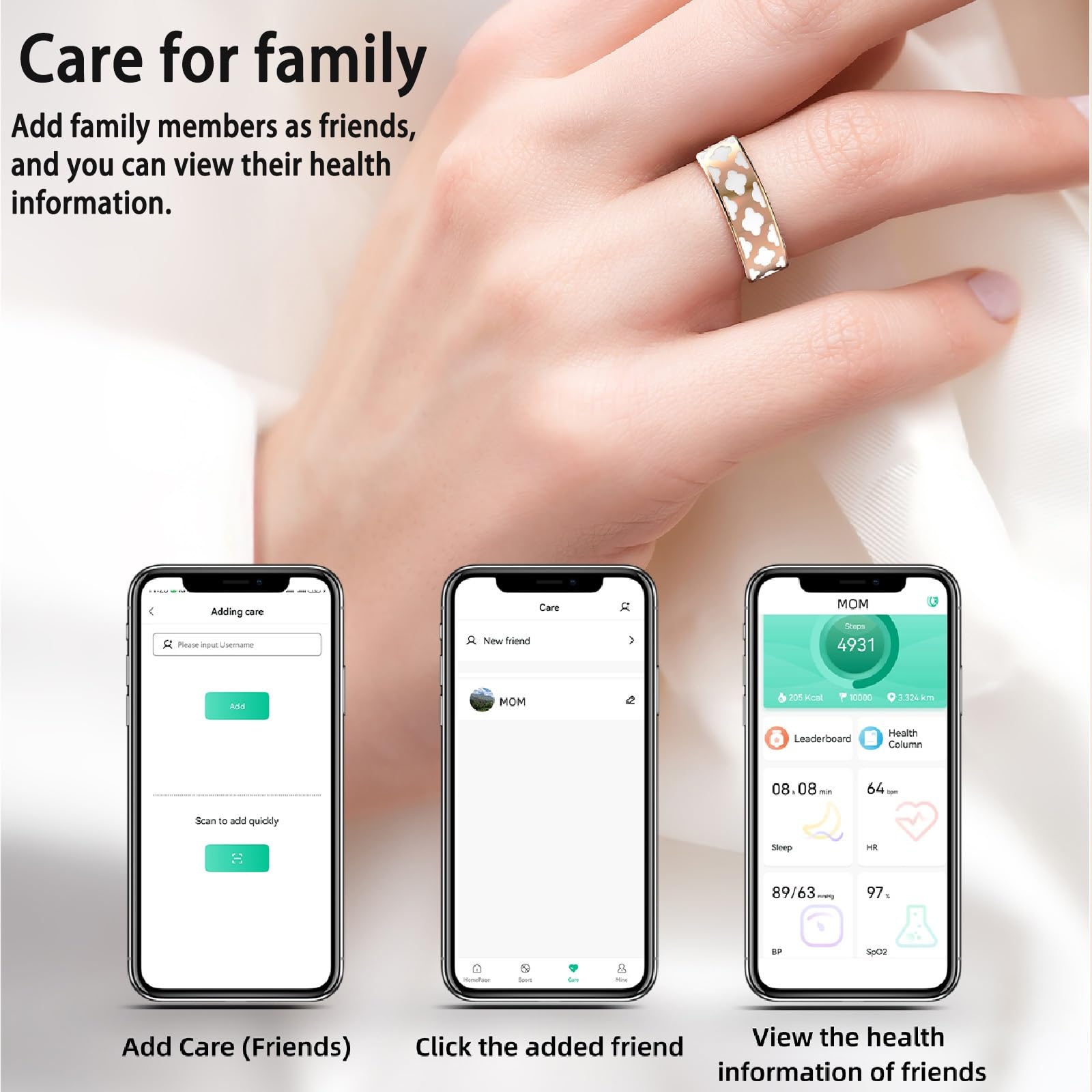 Activity Health Ring, Fitness Sleep Tracker, Tecnologia avanzata dei sensori, Anello Intelligente in Smalto for attività Sportive all'aperto(Gold,#10)