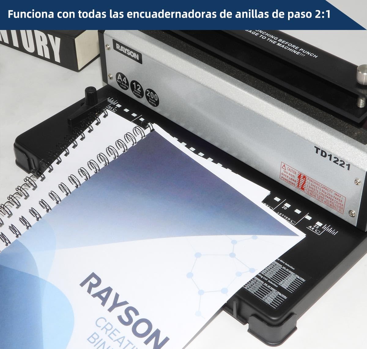 RAYSON Espinillas de alambre con 23 anillas para encuadernación, 160 hojas, separación 2:1, 19 mm, A4, negro, paquete de 50