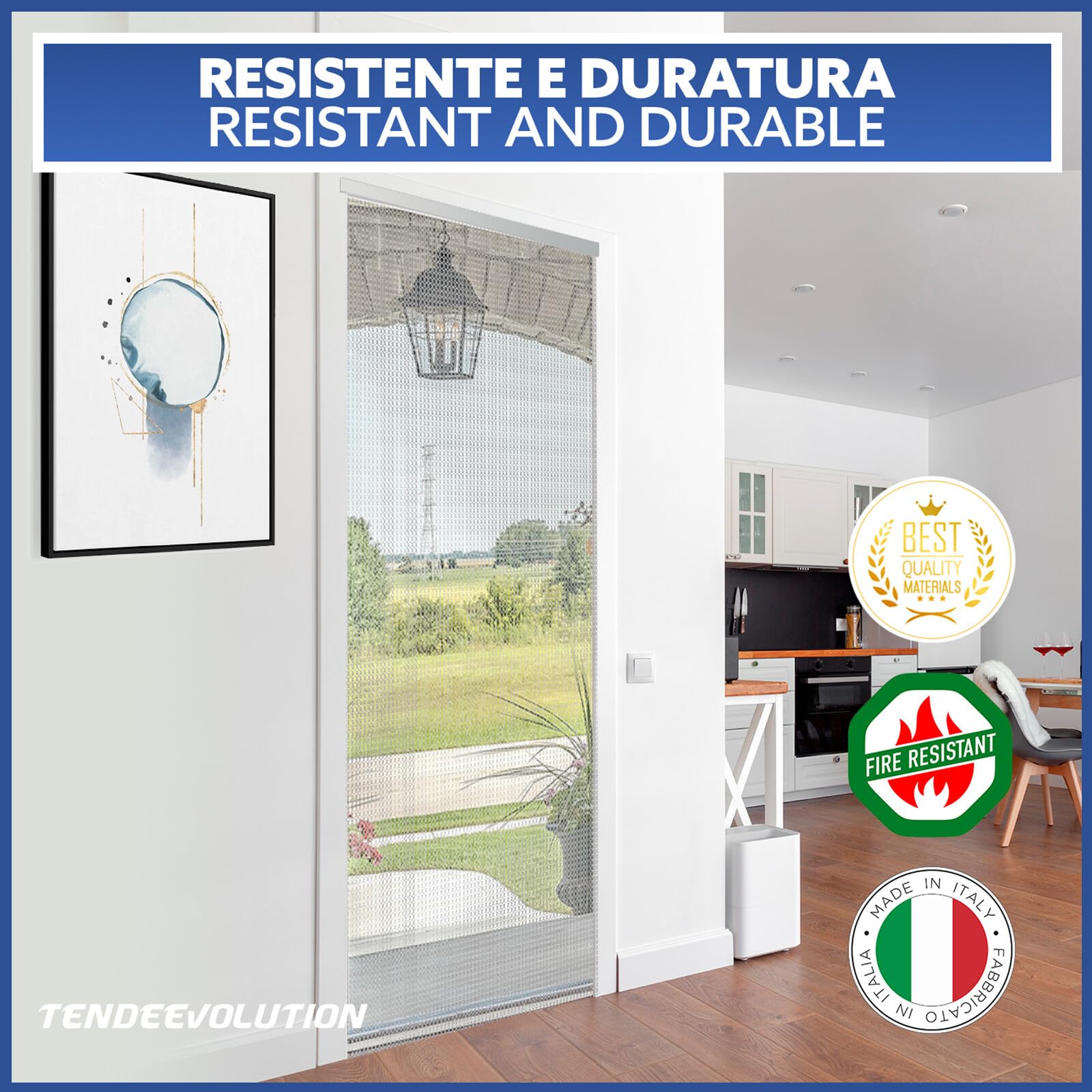 Tenda Antimosche per Porta Finestra a Catena in Alluminio, Personalizzabile per Misura e Colori, Tenda per Mosche a catena da Esterno per Porte, Finestre, Balconi e Verande (ARGENTO, 80 X 200)