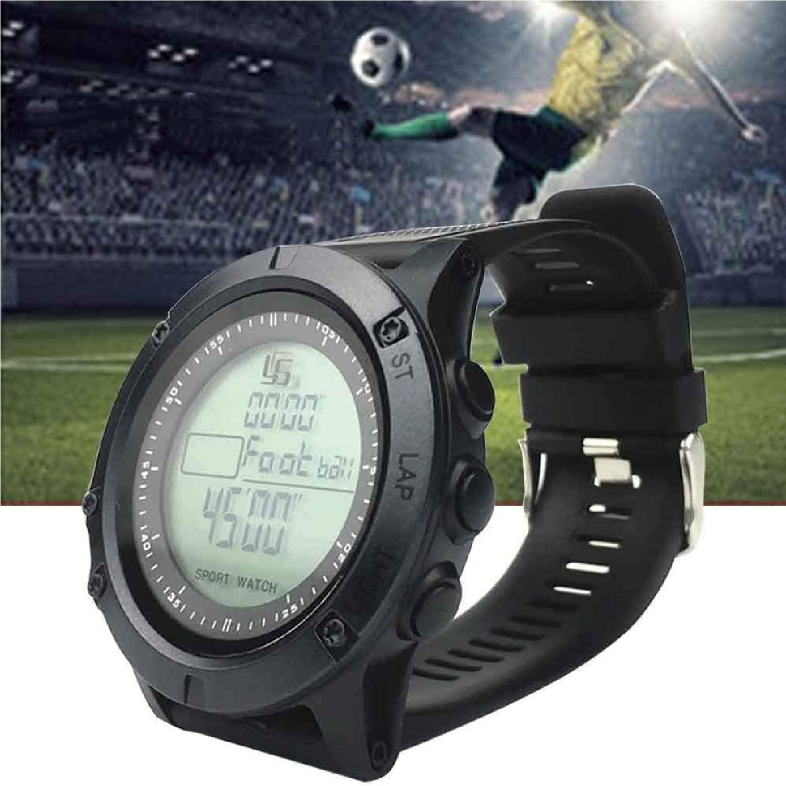 Montre d'arbitre de football avec minuteur, minuteur, veilleuse et compte à rebours de football, chronomètre, jeu de match pour instructeur de sport, grand cadran lumineux, montre de sport (noir)