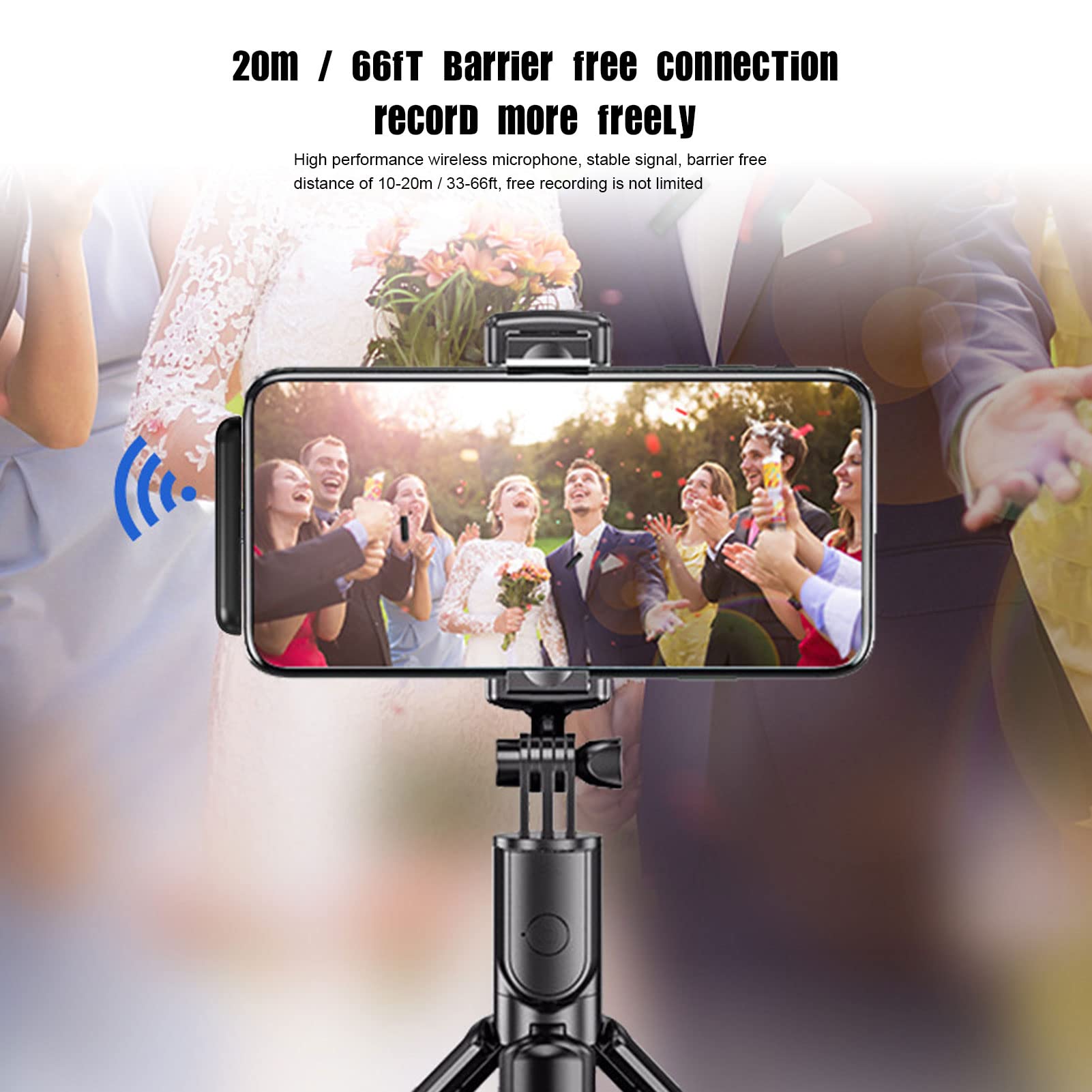 Microfono a Bavero Lavalier Wireless, Plug and Play, Pickup Omnidirezionale a 360°, Segnale Stabile, Microfono a Condensatore Portatile con Riduzione Del Rumore per Registrazione Video, Intervista