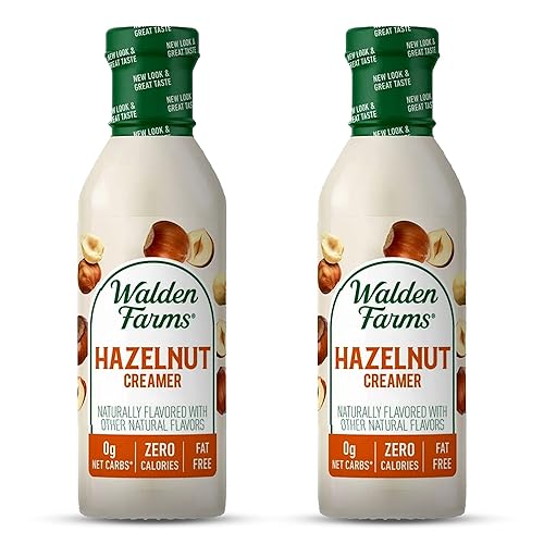 Walden Farms Crema de café de avellana, botella de 12 onzas (paquete de 2) rica y suave, fresca y sabrosa, vegana, paleo y cetogénica, sustituto de
