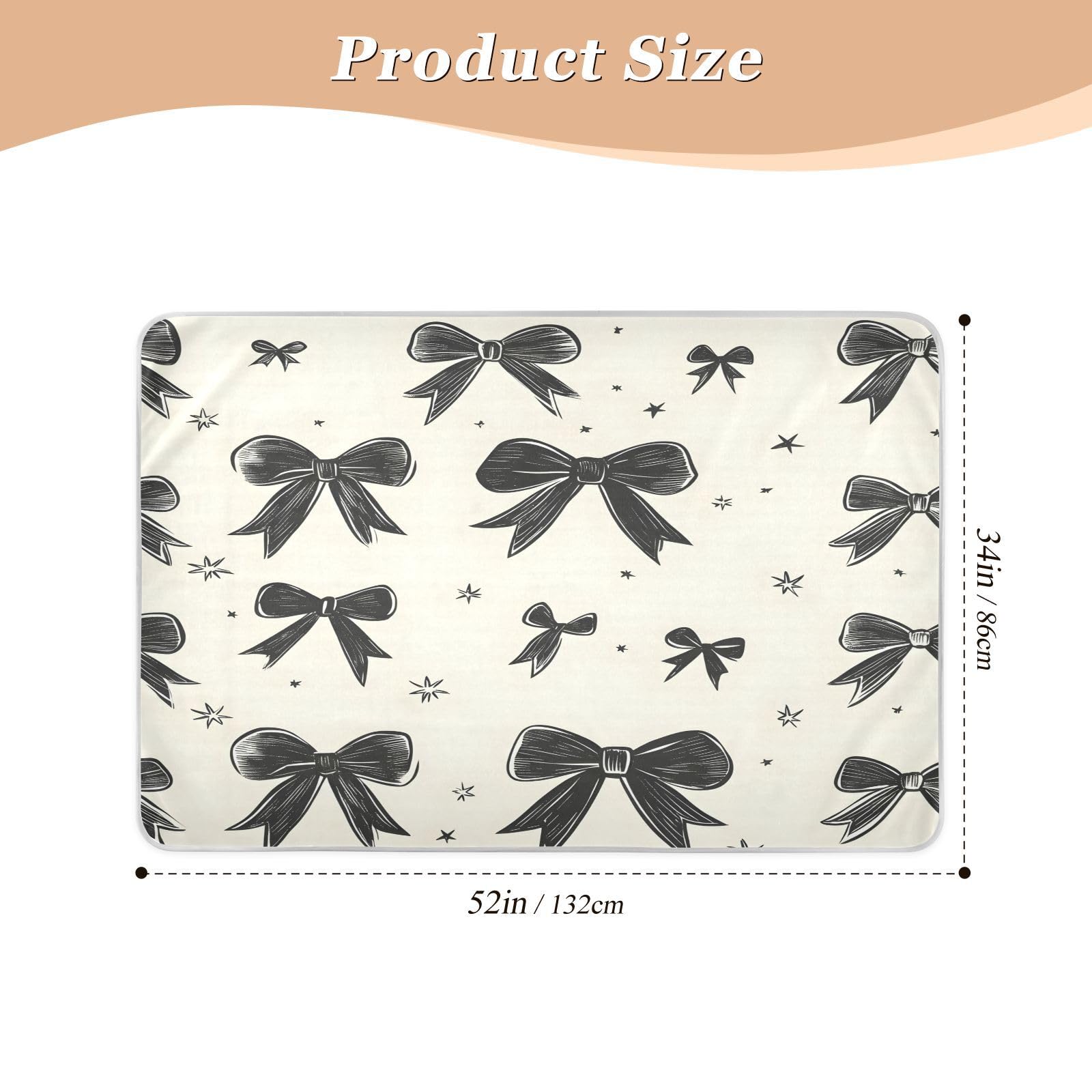 BOESI Graffiti Black Bow Pattern Waterproof Pads for Bedwetting and Incontinence, Reusable Pads, Reusable Diaper Pads for Bed, Sofa, Travel