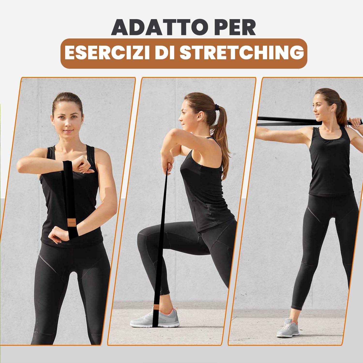 YOGATI® Cinghia Tappetino Yoga Regolabile| Fascia per Stretching, Strap Pilates, Cinghia da Yoga in Cotone, Laccio Elastica per Materassino da Studio, Casa, Viaggio e Palestra.