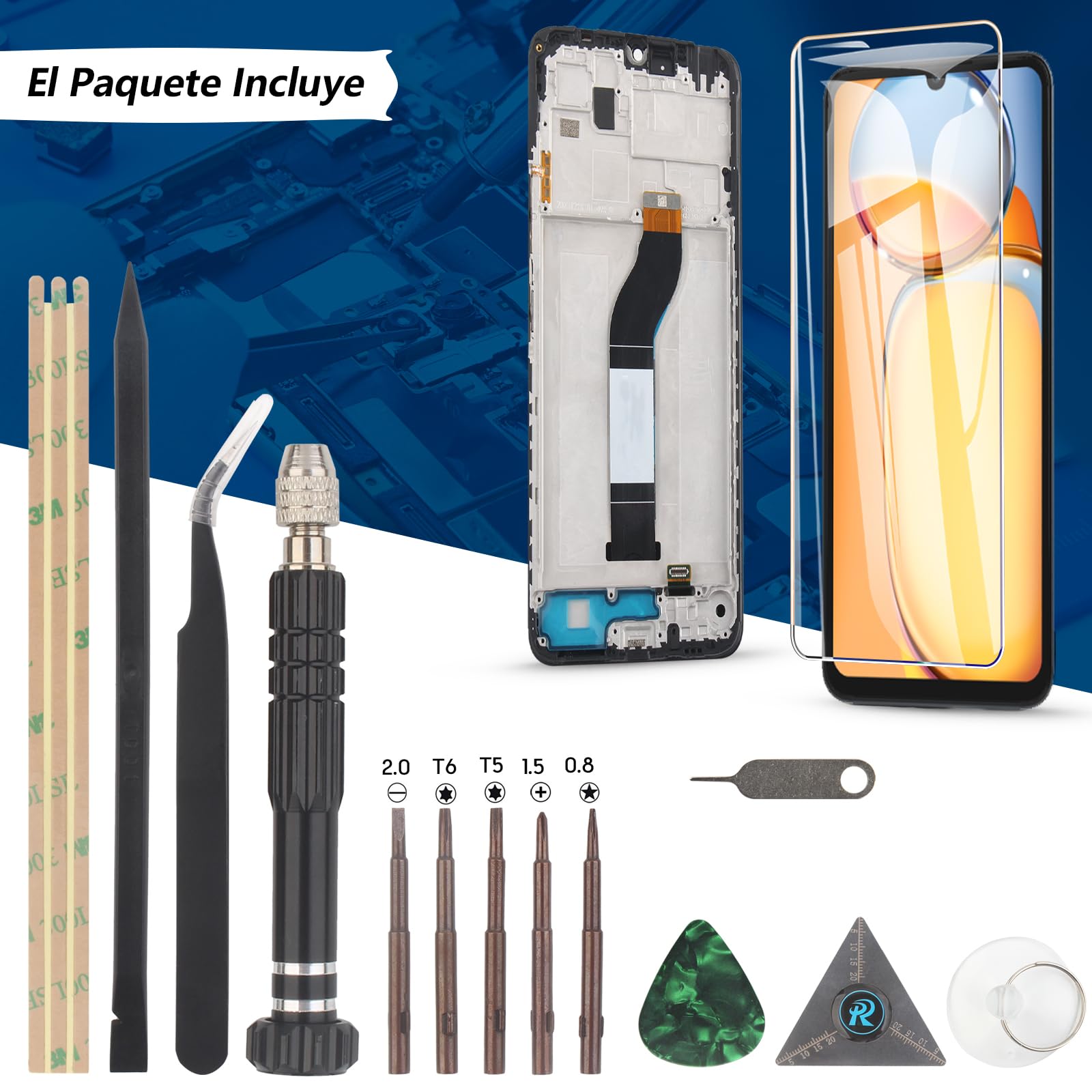 RongZy Pantalla para Xiaomi Redmi 13C Pantalla Táctil LCD Kit de Pantalla de Repuesto Ensamblaje Digitalizador de Reemplazo con Herramientas(Negro con Marco)